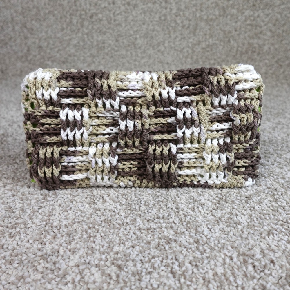 Handmade Crochet Reusable Mop Pad Cover Brown Tan White Basketweave for Swiffer